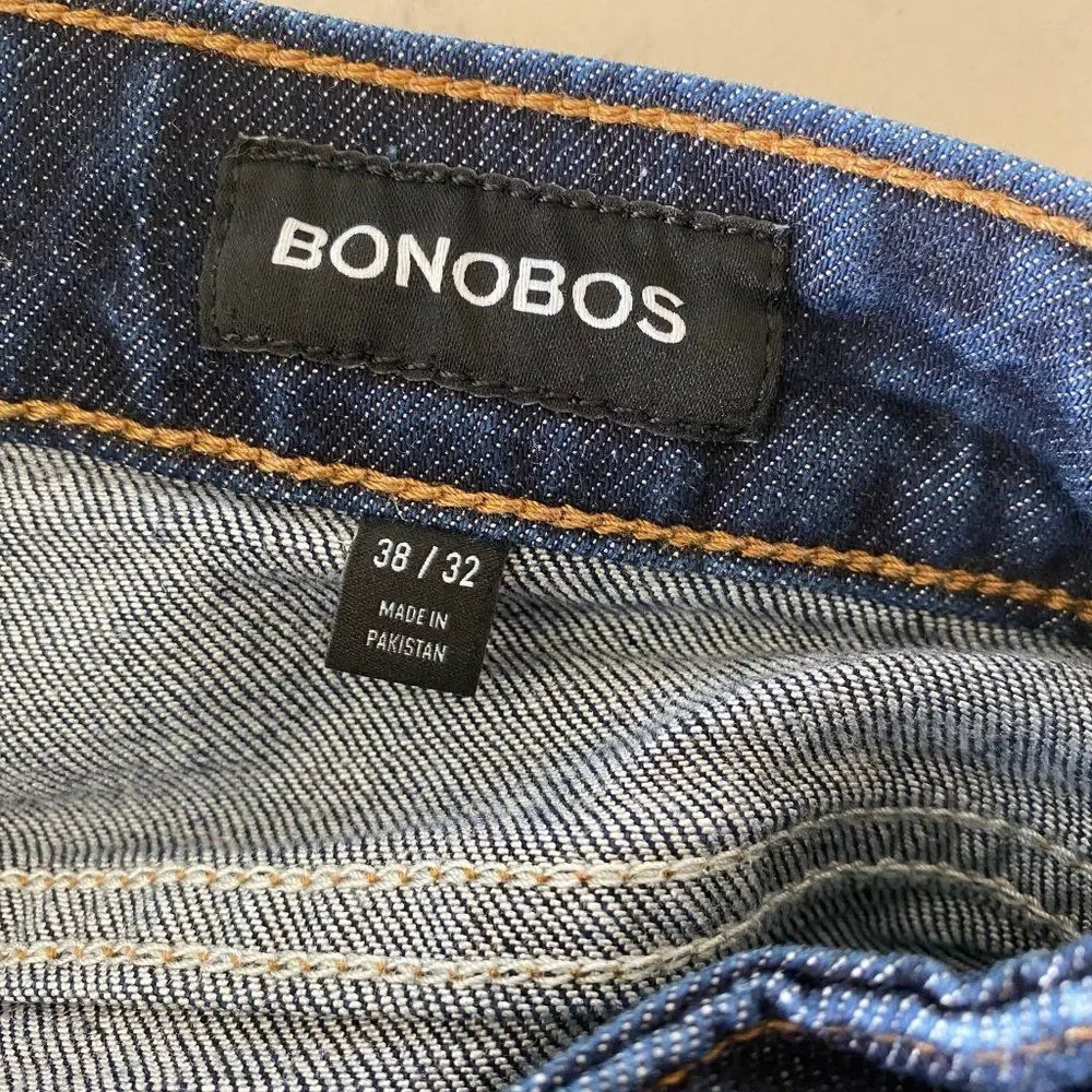 Bonobos Jeans Men 38X31 Blue All Season Cotton Blend Slim fit Stretch Jeans